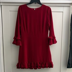 BB Dakota Red Long Sleeve Ruffle Dress
